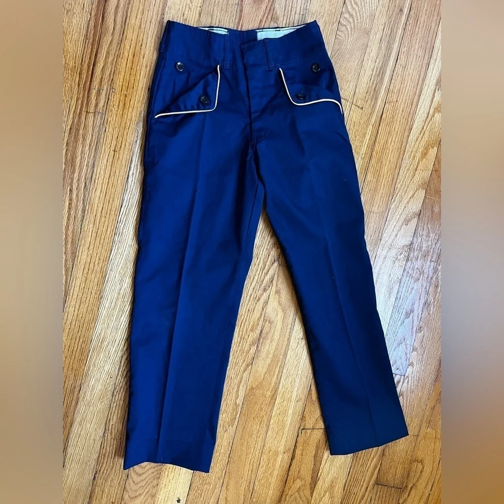 Vintage 1950s–60s Cub Scouts BSA Uniform Pants – Navy Blue with Gold Piping 🤎